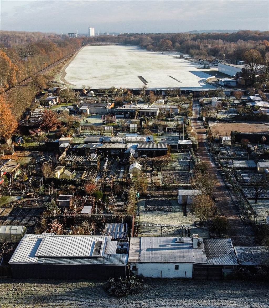 Kleingarten Siedlung und Winterlandschaft