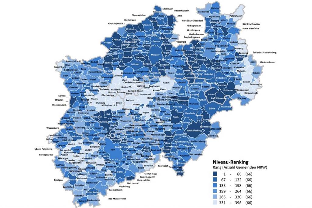 Dorsten schneidet im IW-Kommunalranking schlecht ab Dorsten und Bottrop landen beim Niveau-Ranking wie viele Ruhrgebietsstädte auf den hinteren Plätzen.