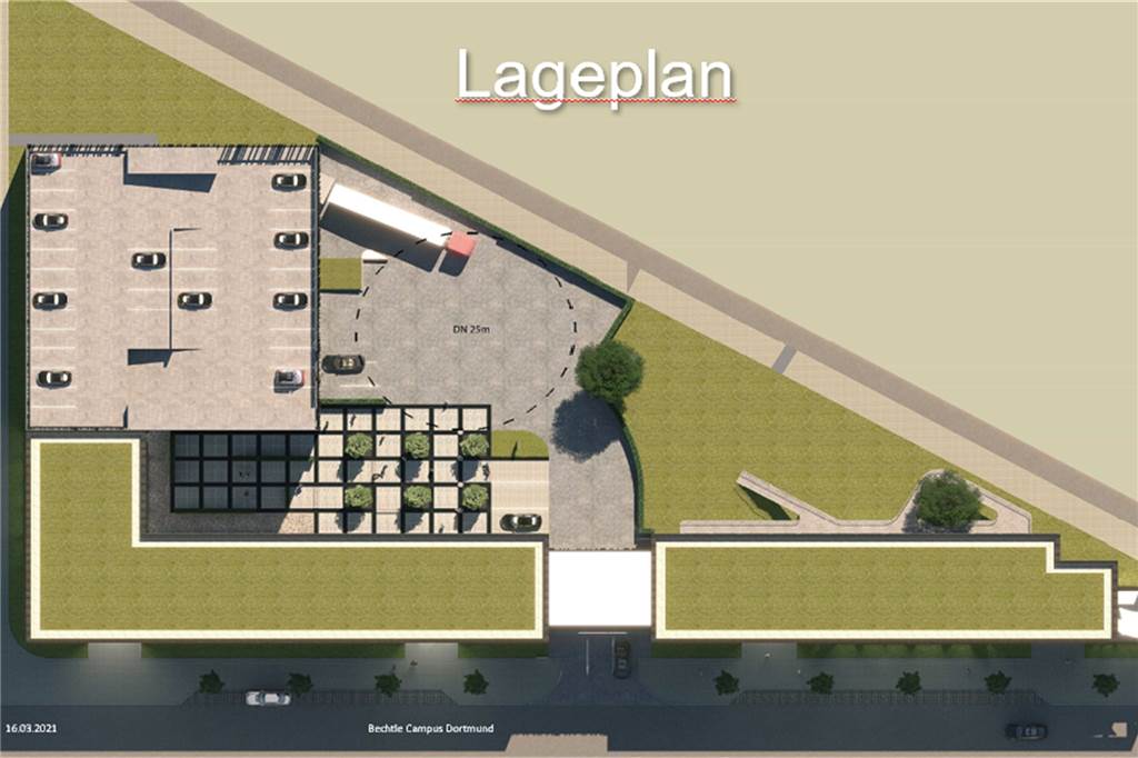 Die IT-Branche boomt – auf Phoenix-West entsteht ein neuer IT-Campus Draufsicht auf den geplanten Neubau: Der wird in L-Form errichtet.