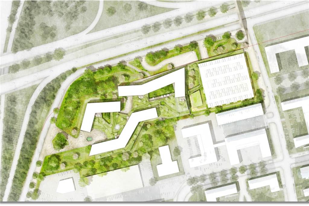 Neues Domizil für 1600 Mitarbeiter - Versicherer Continentale verlässt die Ruhrallee Drei Bürogebäude über einem gemeinsamen Sockelgeschoss und ein Parkhaus sollen auf dem Eckgrundstück an der Stadtkrone-Ost entstehen.
