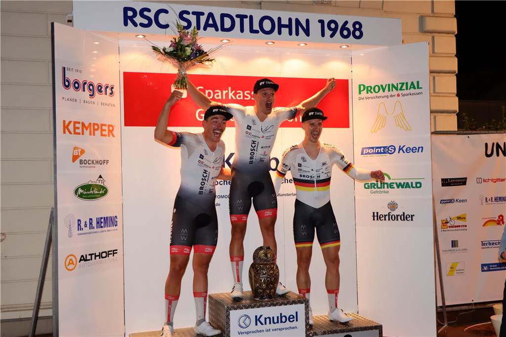 Drei Fahrer vom RSC Stadtlohn standen auf dem Podium. Von links: Moritz Augenstein, Tim Schlichenmaier, Dario Rapp.