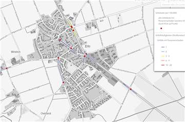 Drei Unfälle auf der Dorstener Straße auf oder in Nähe der Kreuzung Schermbecker Straße / Rhader Straße zeigt der Unfallatlas im Jahr 2019. Als Unfallhäufungspunkt führt die Polizei diese Stelle aber nicht.