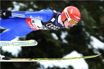 DSV-Ass Richard Freitag beim Training der Skiflug-WM in Oberstdorf. Foto: Karl-Josef Hildenbrand