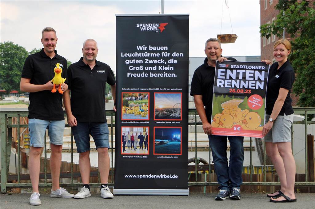 Meilenstein und nächsten Projekt: Spendenwirbler schicken 5000 Enten ins Rennen Durch die offizielle Anerkennung als eingetragener Verein ergeben sich für das Team neue Möglichkeiten. Vor allem, um Leuchttürme für den guten Zweck zu bauen.