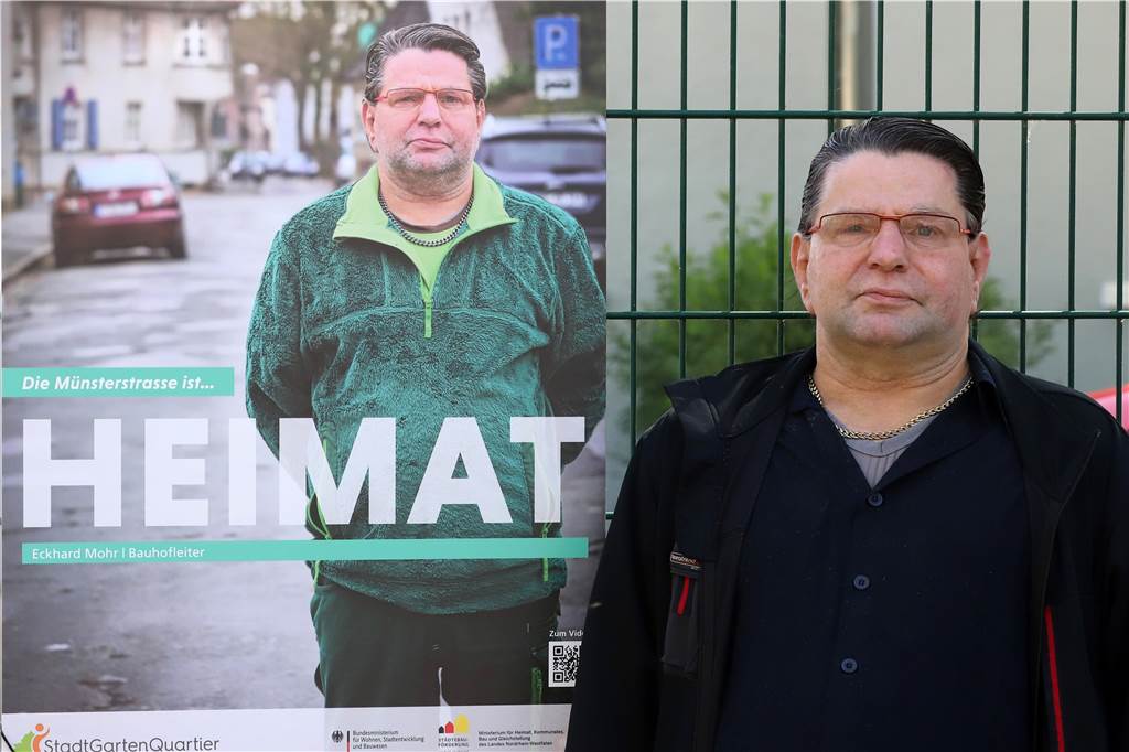 Fotograf aus Lünen weiß: Münsterstraße ist für sie Heimat, Himmel, Glück Eckhard Mohr ist als Bauhofleiter im StadtGartenQuartier Münsterstraße ebenfalls auf einem Plakat zu sehen: Die Münsterstraße ist für ihn schon fast ein Leben lang Heimat.