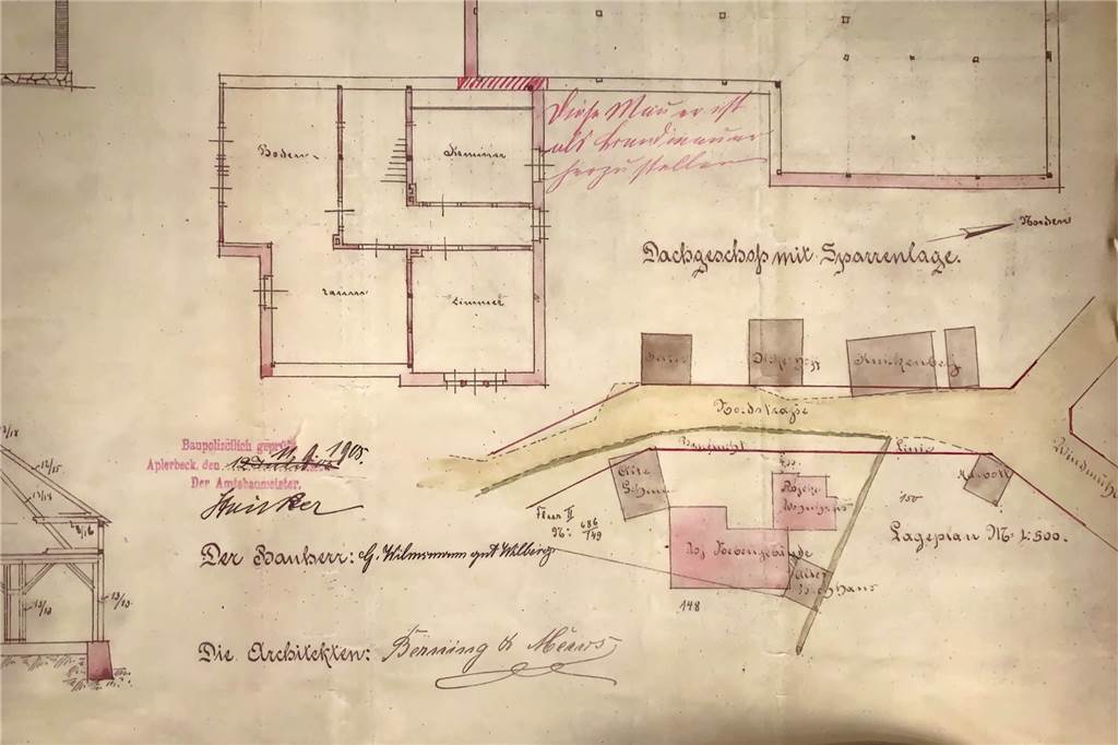 Historische Häuser in Dortmund vor dem Abriss – doch Annette Wilmsmann (67) will kämpfen Ein alter Lageplan von der Kneebuschstraße von 1905.