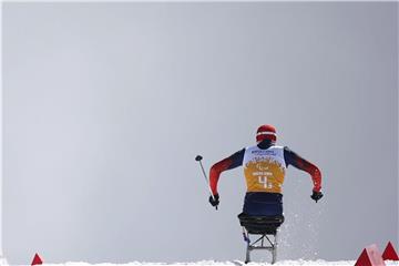Ein Athlet beim Para Langlauf. Foto: Valdrin Xhemaj/EPA