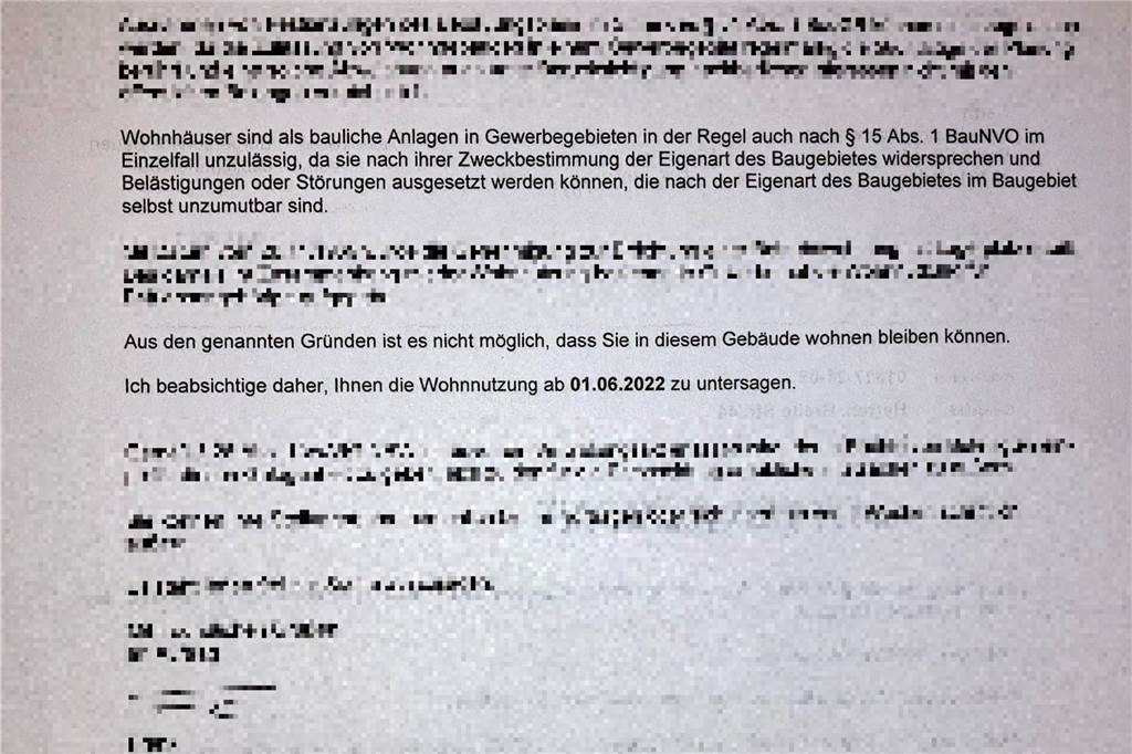 Existenzen bedroht: Stadt Herten fordert Hunderte Menschen zum Auszug auf Ein Auszug aus einem der Briefe, mit denen die betroffenen Anwohner von der Stadt Herten zum Auszug aufgefordert werden.