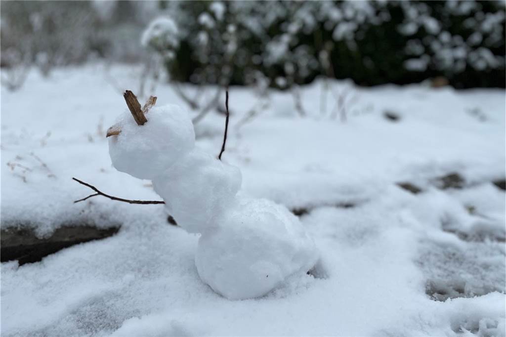 Ein besonders süßer und kleiner Schneemann im Westfalenpark.