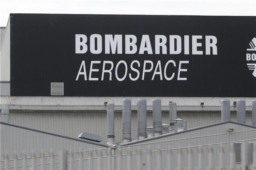 USA wollen 220 Prozent Strafzölle auf Bombardier-Flugzeuge Ein Blick auf das Betriebsgelände der Flugzeugfabrik von Bombardier im nordirischen Belfast. Foto: Niall Carson