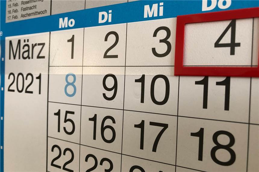 Ein Datum zum Herunterzählen: 4... 3... 2... 1... Deins! Ein Blick auf den Kalender beweist es: Heute ist der 4.3.21.