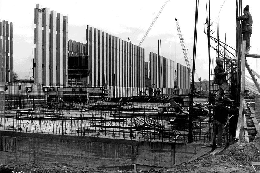Ein Foto aus den Tagen, als der Stadtmittelpunkt nach den Plänen des Stararchitekten Arne Jacobsen neu gebaut wurde.