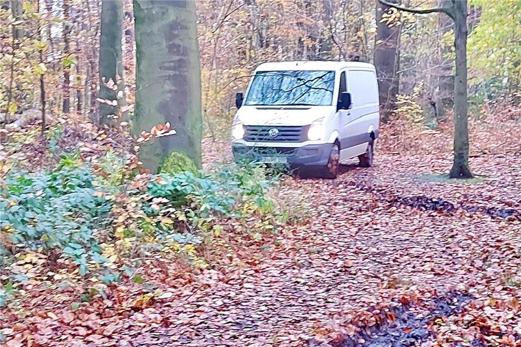 Holzklau in großem Stil? Spaziergänger werden eingeschüchtert Ein Fahrzeuge steht mitten im Schwerter Wald