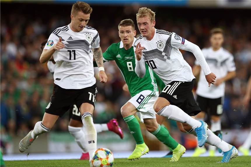 Diese BVB-Profis sind international im Einsatz Ein Heimspiel für Marco Reus (l.) und Julian Brandt. Das DFB-Team testet in Dortmund gegen Argentinien.