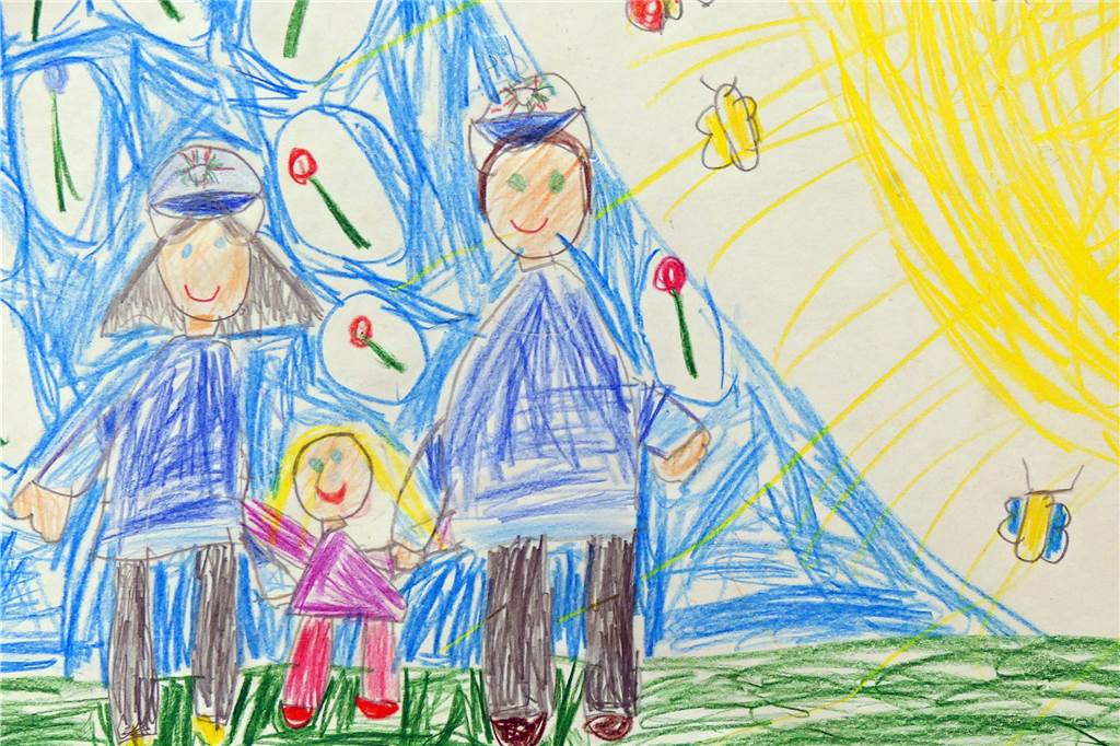 Kleine Schutzengel für Polizisten: „Wir sind alle sehr gerührt“ Ein kleines Mädchen hat dieses Bild gemalt und in die Schwerter Polizeiwache gebracht.
