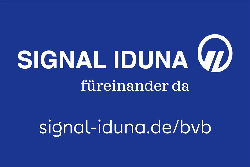 Zum 50. Geburtstag des BVB-Stadions: Wie drei Wörter von Nobert Dickel zur Legende wurden Ein Logo der Signal Iduna.
