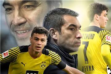 Ein Name, der verpflichtet: BVB-Profi Giovanni Reyna und Rangers-Trainer Giovanni van Bronckhorst.
