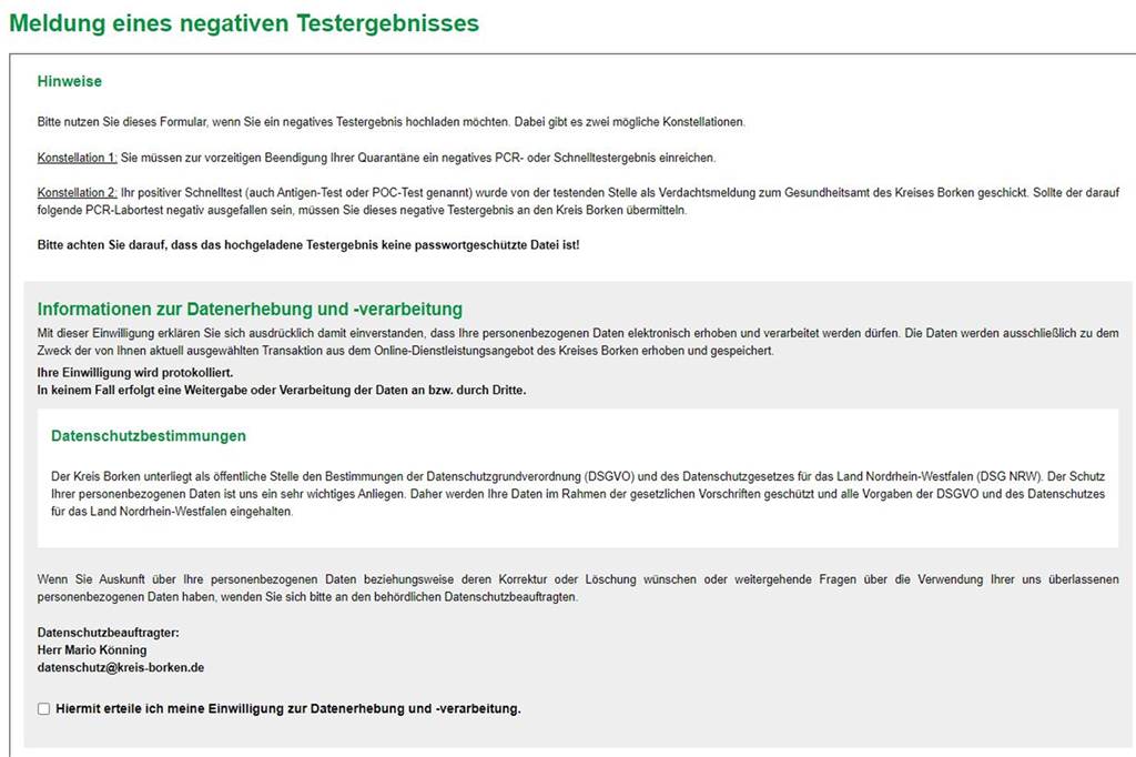 PCR-positiv, Quarantäne und Raustesten: Alle Regeln auf einen Blick Ein negatives Testergebnis zur Beendigung der Quarantäne muss dem Kreis Borken über dessen Internetseite gemeldet werden.