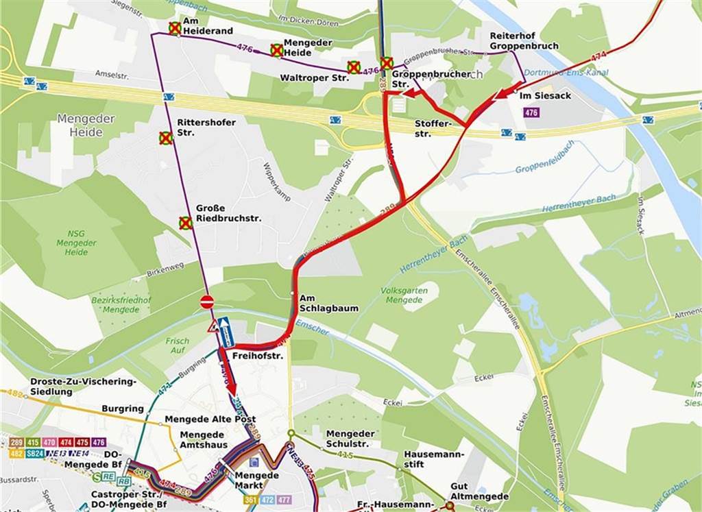 Bus fährt nur in eine Richtung: Anwohner in Sorge um ihre Einkäufe Ein Plan von DSW21 zeigt die Haltestellen, die nicht angefahren werden und weist auf die Alternativen hin.