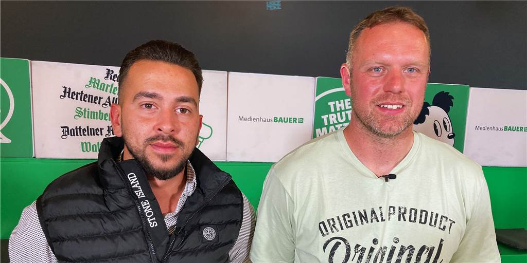 Sporttalk: Oliver Ridder und Batuhan Türkmen sprechen über das Saisonfinale Ein spannendes Saisonfinale wartet am Pfingstmontag auf Bathuan Türkmen (l.) und Oliver Ridder (r.). Für ihre Vereine FC 96 Recklinghausen und Teutonia SuS Waltrop geht es noch um den Auf- bzw. den Abstieg.