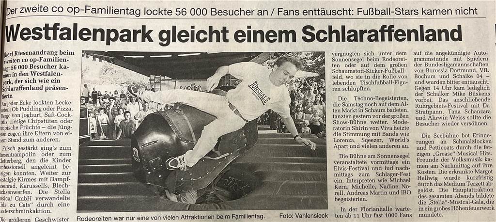 Feuerwerkskörper explodiert in Menschenmenge: 25 Verletzte bei Familienfest 1997 Ein Zeitungsartikel zum coop Familienfest in Dortmund vom 25. August 1997