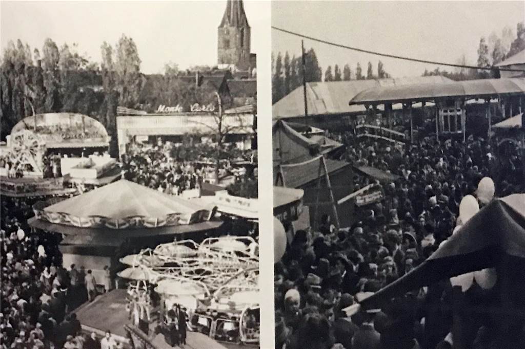 Ein vertrauter Anblick - in diesem Fall aber schon ziemlich lange her: Die Aufnahme zeigt, wie die Sim-Jü-Kirmes vor vielen Jahrzehnten einmal ausgesehen hat. 