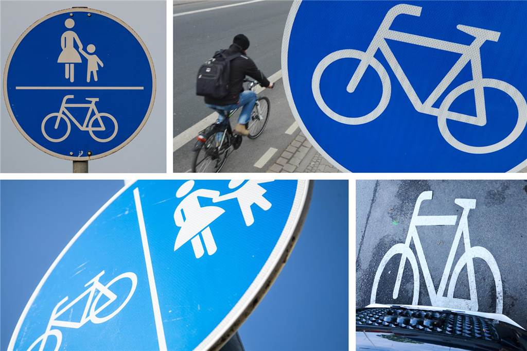 Verwirrung um Verkehrsregelung für Radfahrer auf dem Nordwall Ein weißes Fahrrad auf blauem Hintergrund, auch in Kombination mit einem Gehweg-Hinweis, weist auf einen benutzungspflichtigen Radweg hin. Auf dem Nordwall sollen künftig Fahrrad-Piktogramme verdeutlichen, dass Radler die Straße mitbenutzen dürfen.