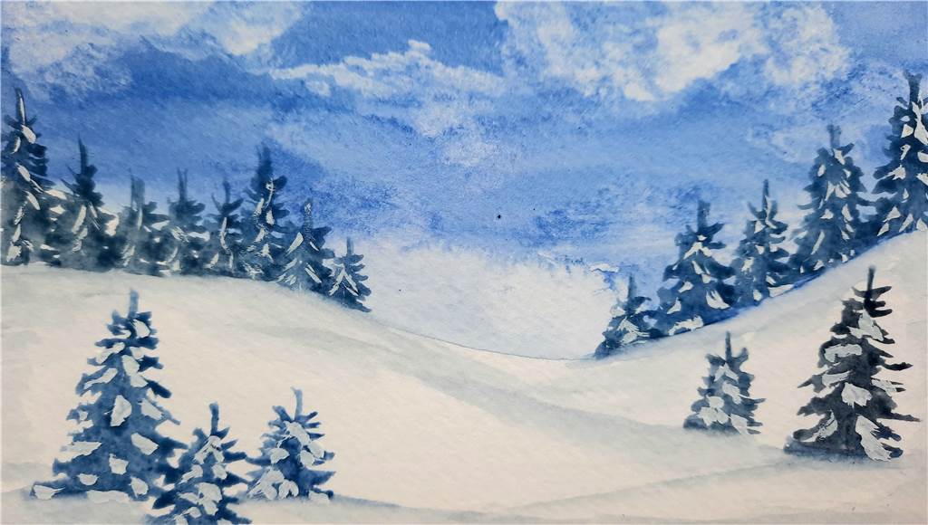 Keine weiße Weihnacht: Aber wunderschöne Aquarelle von Anita Klein Ein weißes Winterwunderland: Anita Klein hat dieses schöne Aquarell gemalt.