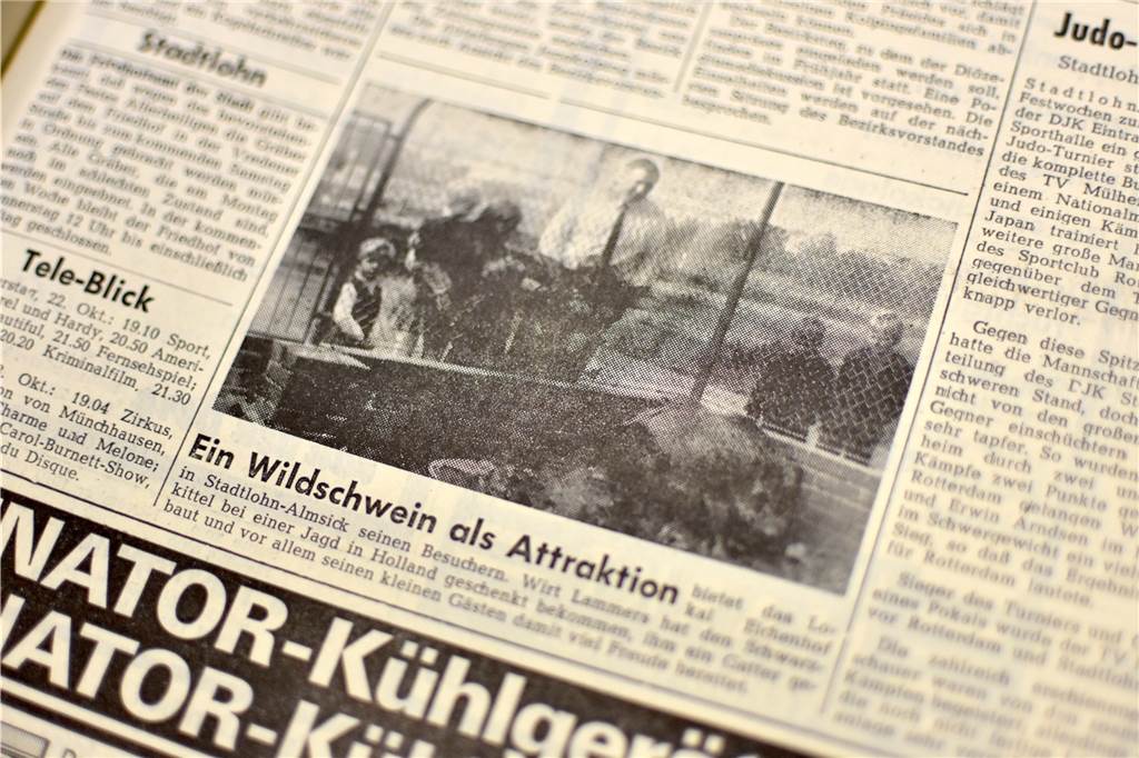 Familie Haveloh lebt bald in achter Generation im selben Haus Ein Wildschwein im Gehege am Eichenhof: 1970 offenbar noch eine kleine Sensation.