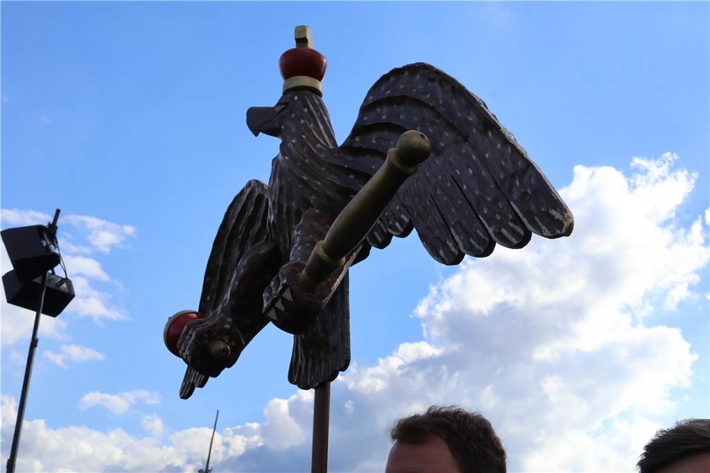 Eindrücke vom Aufmarsch der Trachtenschützengilde Üfte-Overbeck auf der Festwiese in Schermbeck