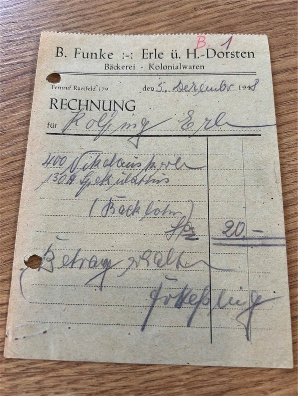 75. Nikolauszug in Erle: Helfer werden dringend benötigt Eine alte Rechnung von 1948