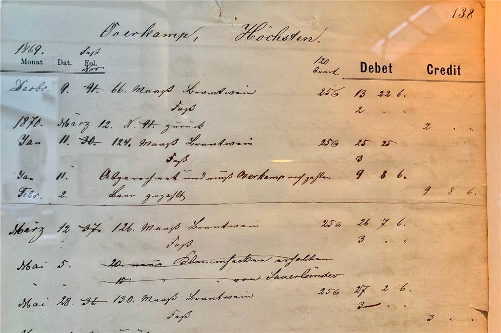 Eine alte Rechnung zeigt, dass Overkamp und Dinsing schon vor über 150 Jahren geschäftliche Beziehungen pflegten.