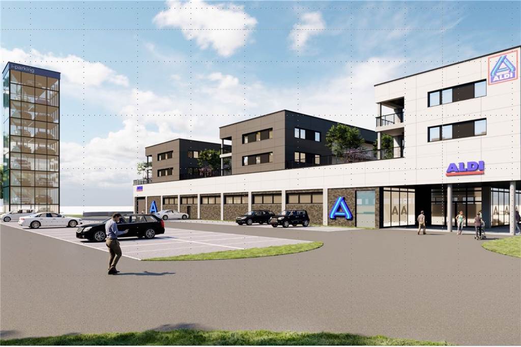 Eine andere Ansicht auf das Projekt neben der Esso-Tankstelle. Der "Park-Tower" (l.) ist eine Option, über die noch nicht endgültig entschieden wurde.
