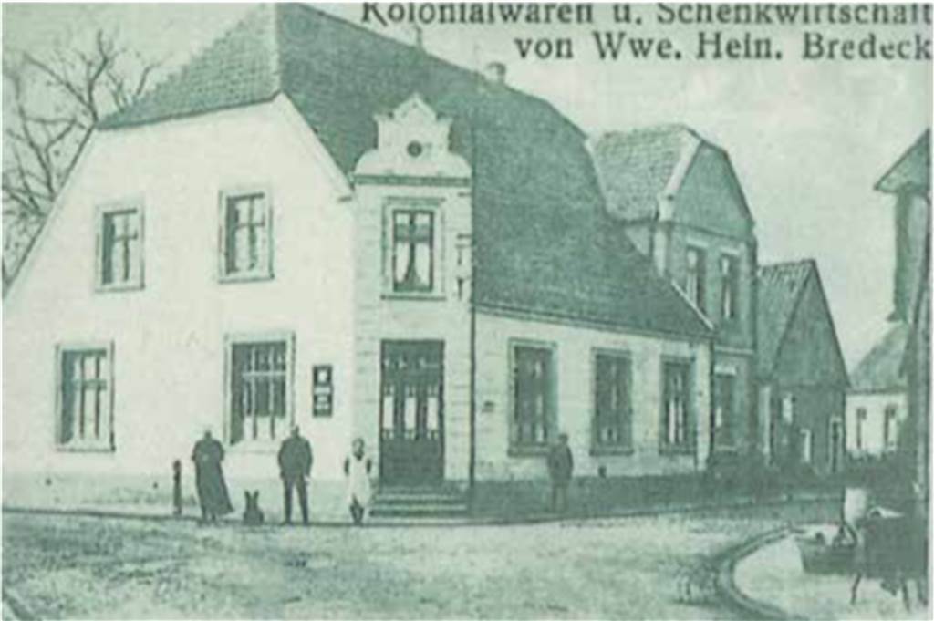 Eine der ersten Fotografien des Kolonialwarenhandels und Schankwirtschaft Bredeck-Bakker – allerdings schon aus dem Jahr 1912, als der Betrieb bereits 90 Jahre alt war.
