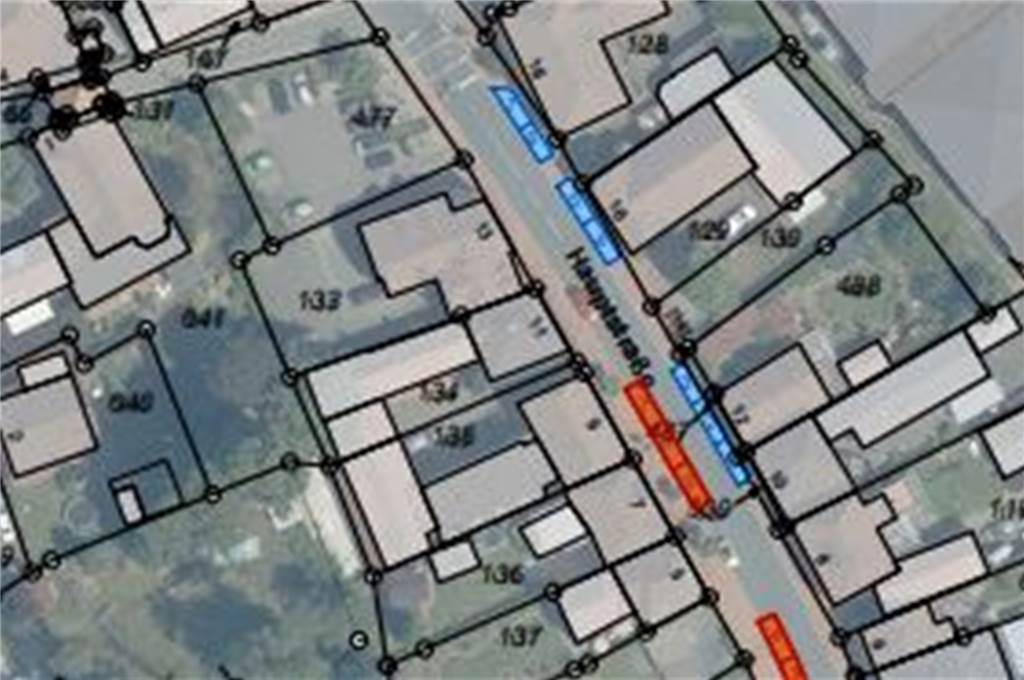 Parken in der Hauptstraße: Erste Ideen für Entschärfung stehen Eine erste Ideen-Skizze (hier ein Teilausschnitt) zur angestrebten Parkraumbewirtschaftung in der Hauptstraße hat die Verwaltung bereits entwickelt.
