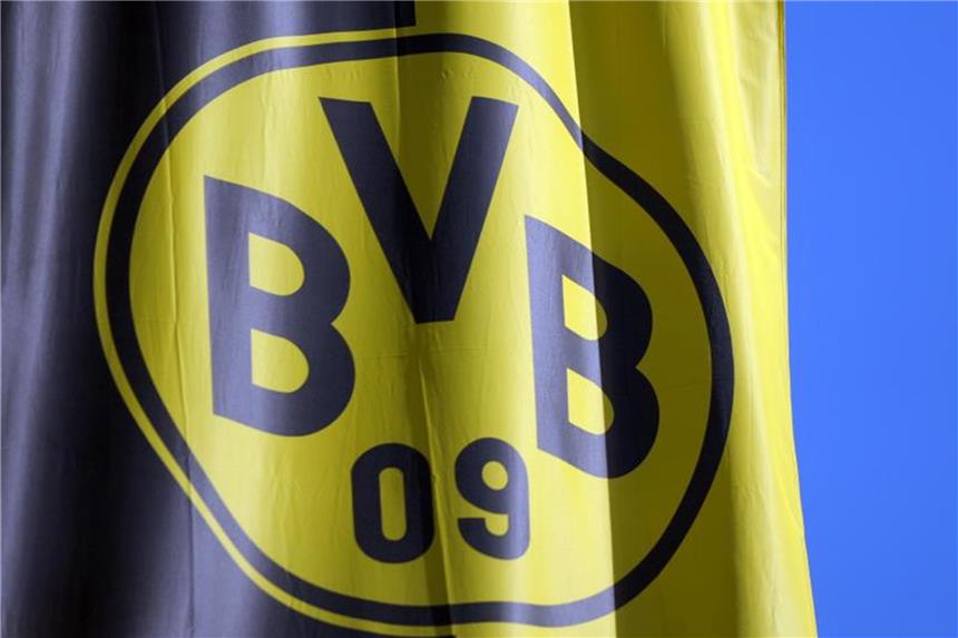 Blitzschlag-Schaden: BVB in neutralem Flieger nach Madrid Eine Fahne mit dem BVB Logo. Foto: Caroline Seidel/Archiv