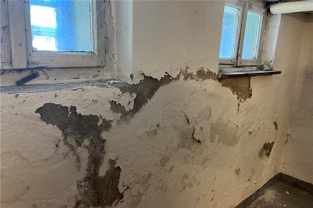 Makler Marco Nussbaum zeigt, wie ein Haus in Szene gesetzt wird Eine feuchte Wand im Keller: So etwas dürfte nicht kaschiert werden.
