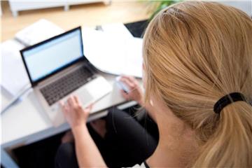 Eine Frau arbeitet an einem Laptop. Foto: Daniel Naupold/Illustration