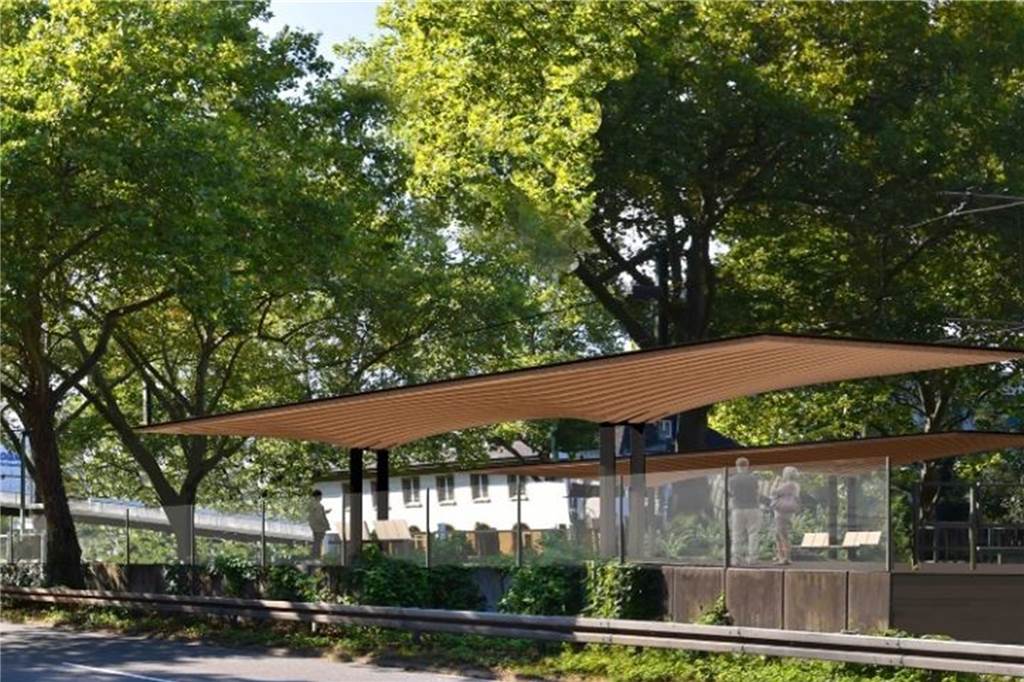 Eine hölzerne Dachkonstruktion sollen die Haltestellen inmitten der B1- Allee bekommen.