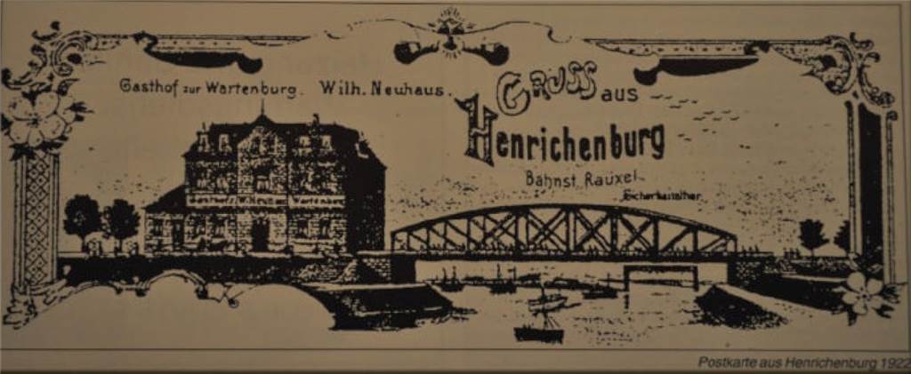 Warum der RV Rauxel sein Domizil seit 100 Jahren in Henrichenburg hat Eine Postkarte aus dem Jahr 1922: Dort nennt sich das Wartburg-Gebäude Gasthof zur Wartenburg. Außerdem der Hinweis auf nächstgelegene Bahnstation in Rauxel.