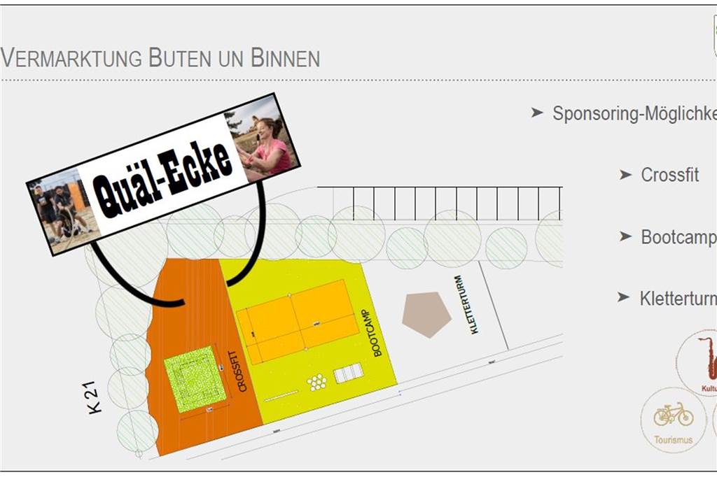 Eine „Quäl-Ecke" soll auch zum Angebot für den "Sport draußen" gehören.