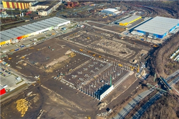 Eine riesige Baustelle: Hier entsteht das neue Amazon-Logistikzentrum in Dortmund.