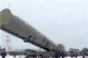 Eine Sarmat-Interkontinentalrakete in Russland. Foto: RU-RTR Russian Television, AP