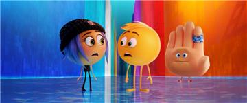 Eine Szene des Films: Die Emojis Jailbreak, Gene und Hi-5 (gesprochen von Christoph Maria Herbst).
