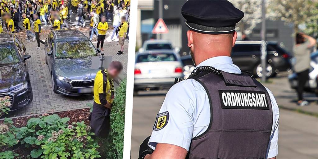 Wildpinkler-Problem bei BVB-Spielen: Warum greift die Stadt nicht ein? Eine Szene, die Kreuzviertel-Bewohnerin Karin Engelhardt festhielt, als sie nur den Fanmarsch filmen wollte. Doch Wildpinkeln ist nicht das vorrangige Problem für die Stadt Dortmund.