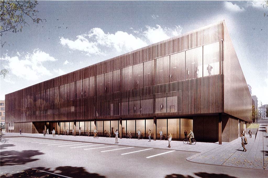Großsporthalle am Dortmunder U könnte Platz für 3250 Zuschauer bieten Eine transparente Metallfassade prägt die Ansicht der neuen Sporthalle im siegreichen Entwurf des Büros Baurconsult.