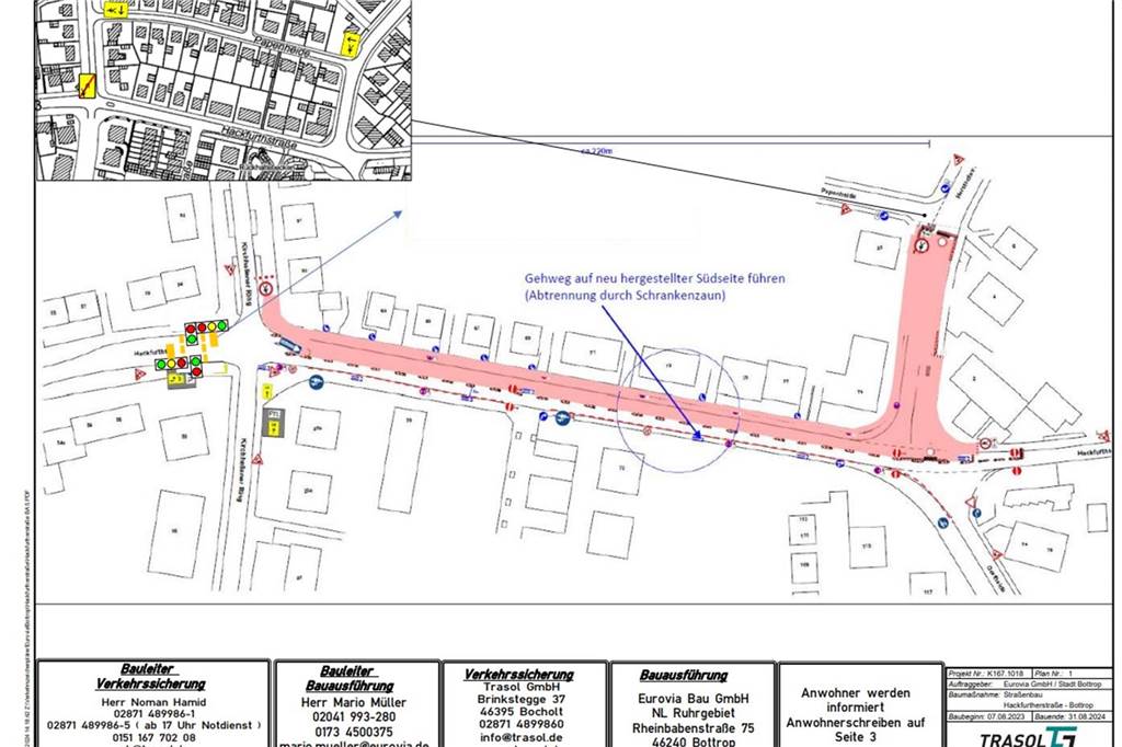 Straßenausbau: Einschränkungen dauern mehrere Monate an Eine umfangreiche Verkehrsänderung muss aufgrund des Straßenausbaus erfolgen.