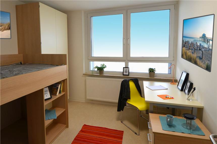 Sanierung des Wohnheims Ostenbergstraße ist beendet – Studierende können bald einziehen Eines der Zimmer im Wohnheim.