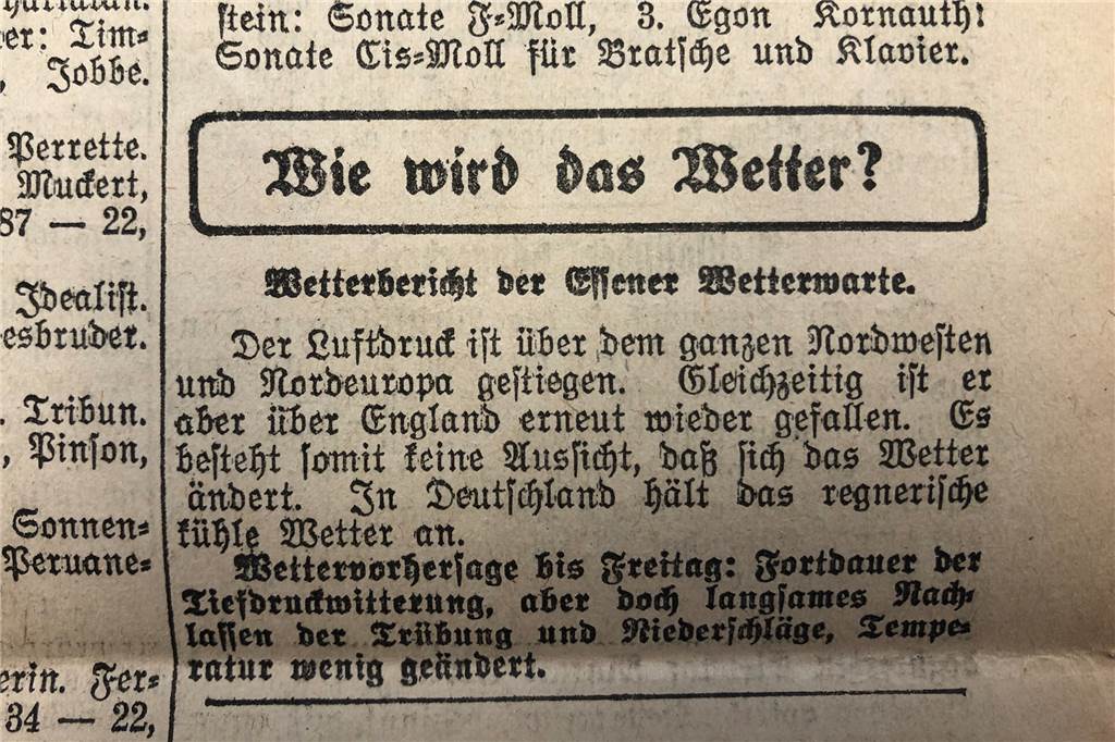 Einige Dinge haben sich auch nach vielen Jahren nicht verändert. Der Wetterbericht ist auch heute noch Teil der Zeitung. 