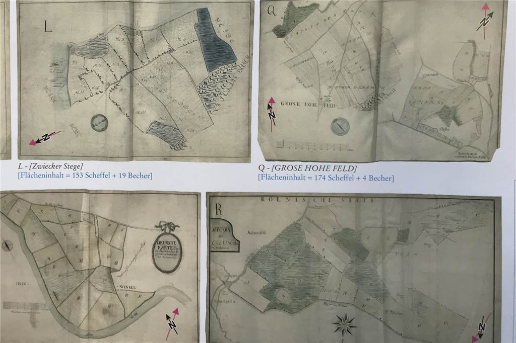 Stadt-Geschichte von Dorsten so anschaulich wie nie zuvor aufbereitet Einige Karten aus dem "Feldatlas" von 1790, der nun erstmalig öffentlich wurde.